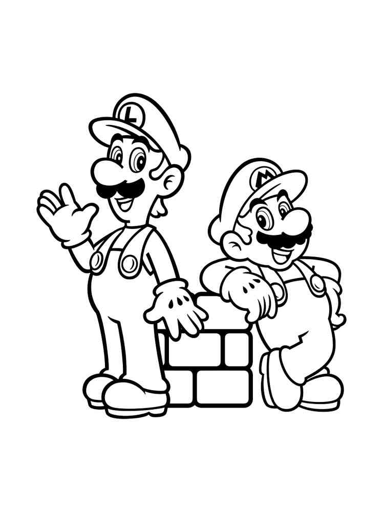 Luigi with Mario coloring page