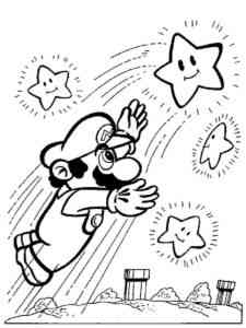 Mario Catching Stars coloring page
