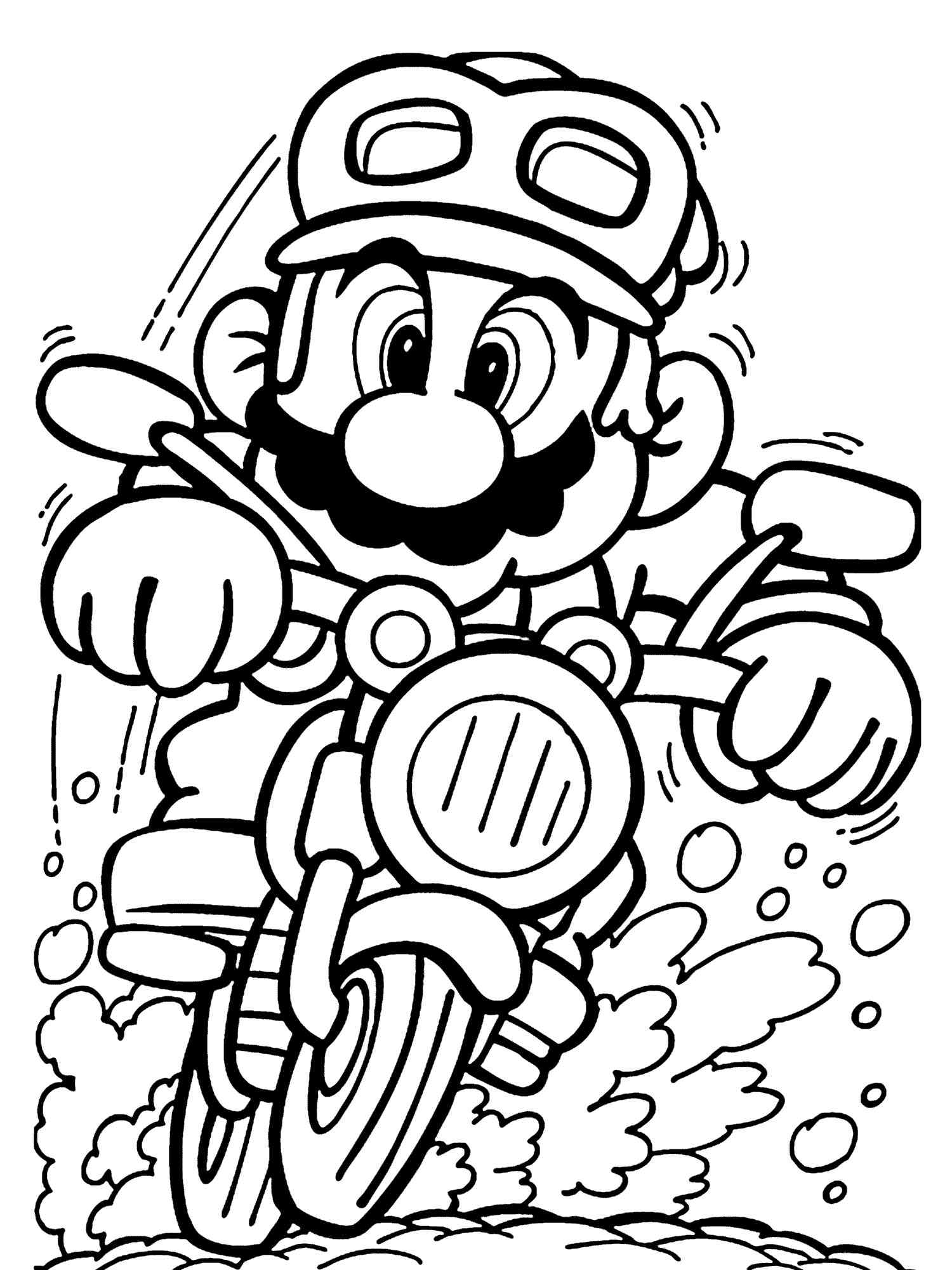 Mario on a motorcycle coloring page