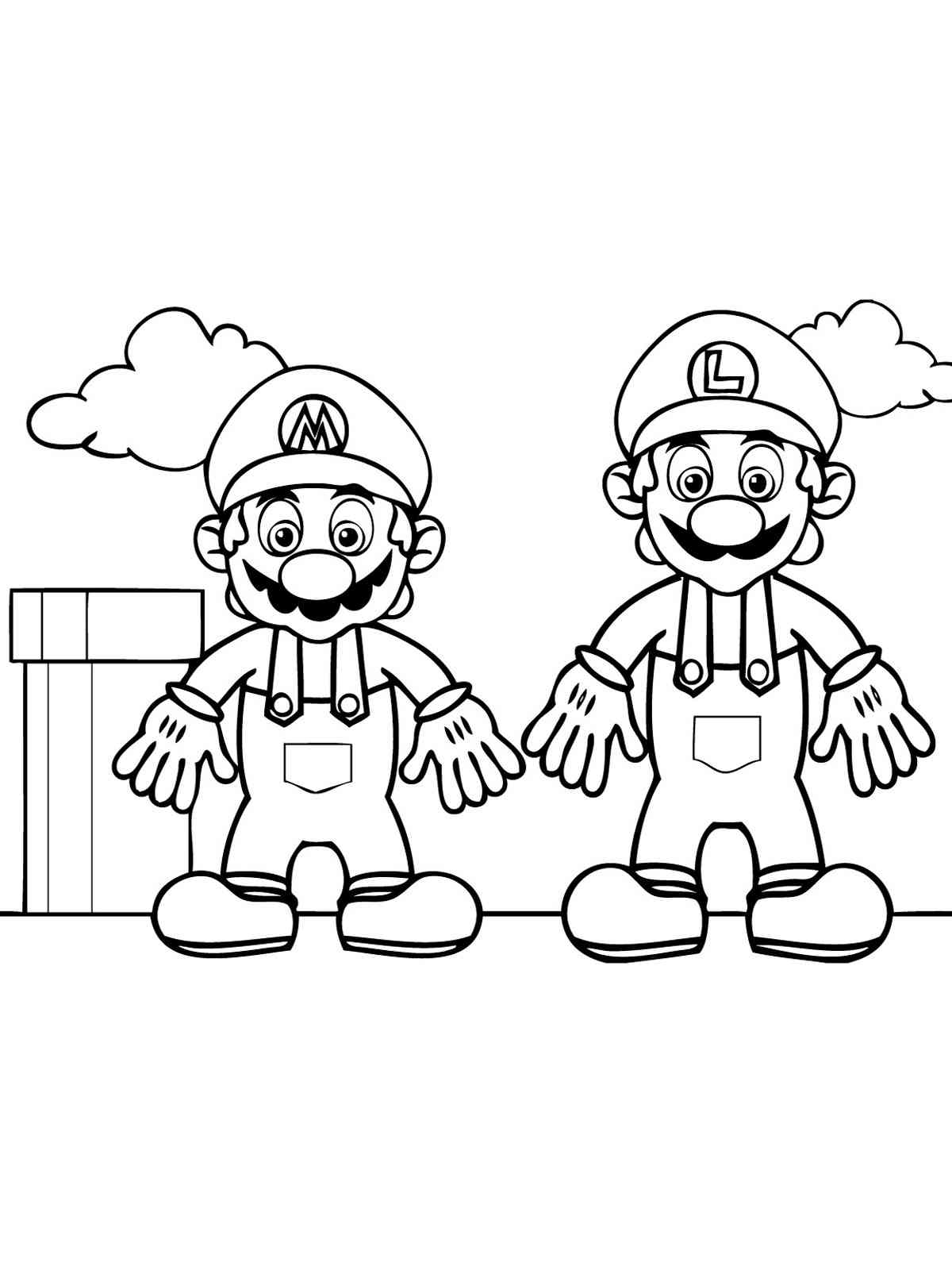 Luigi and Mario coloring page