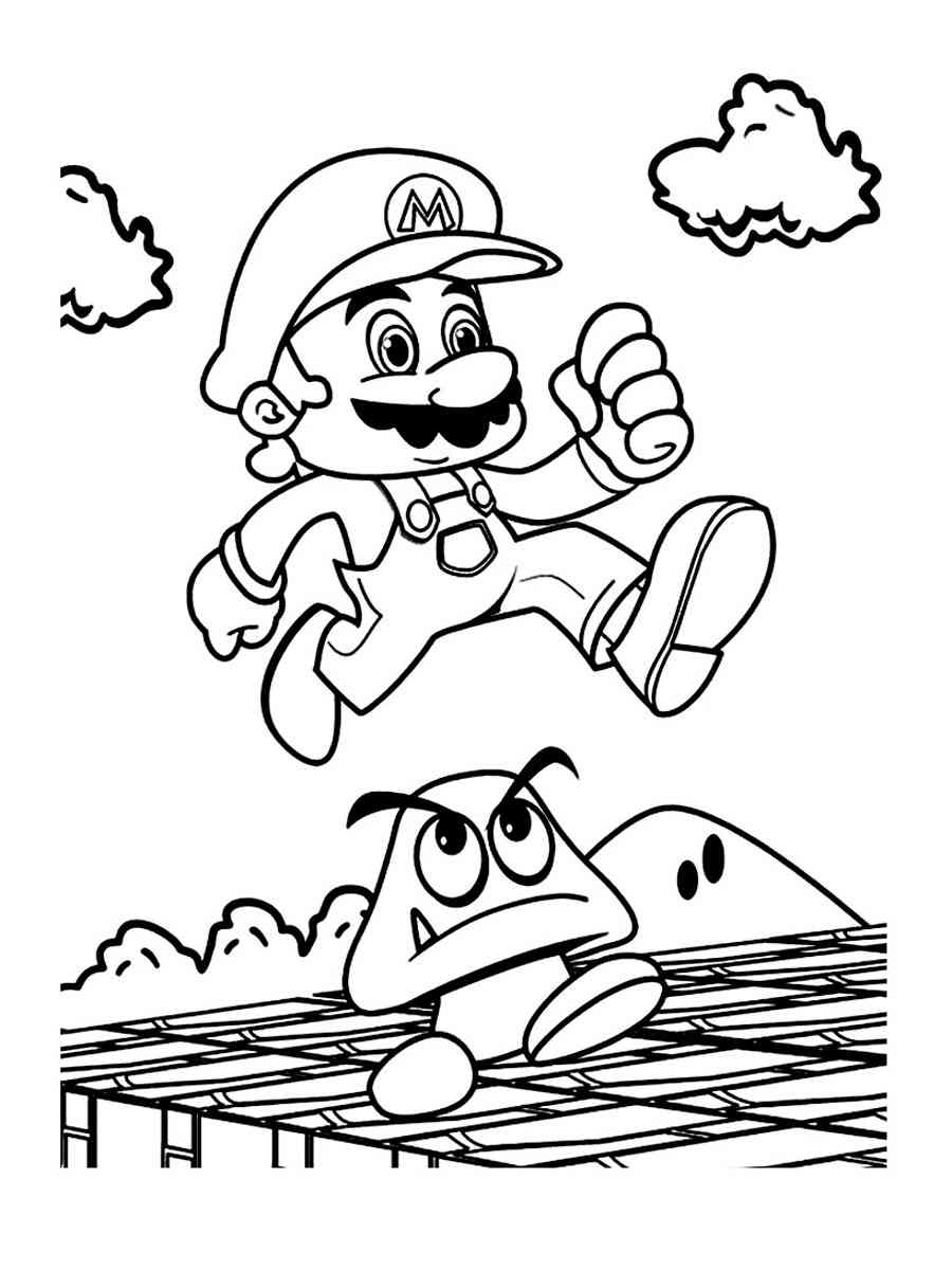 Mario and Goomba coloring page