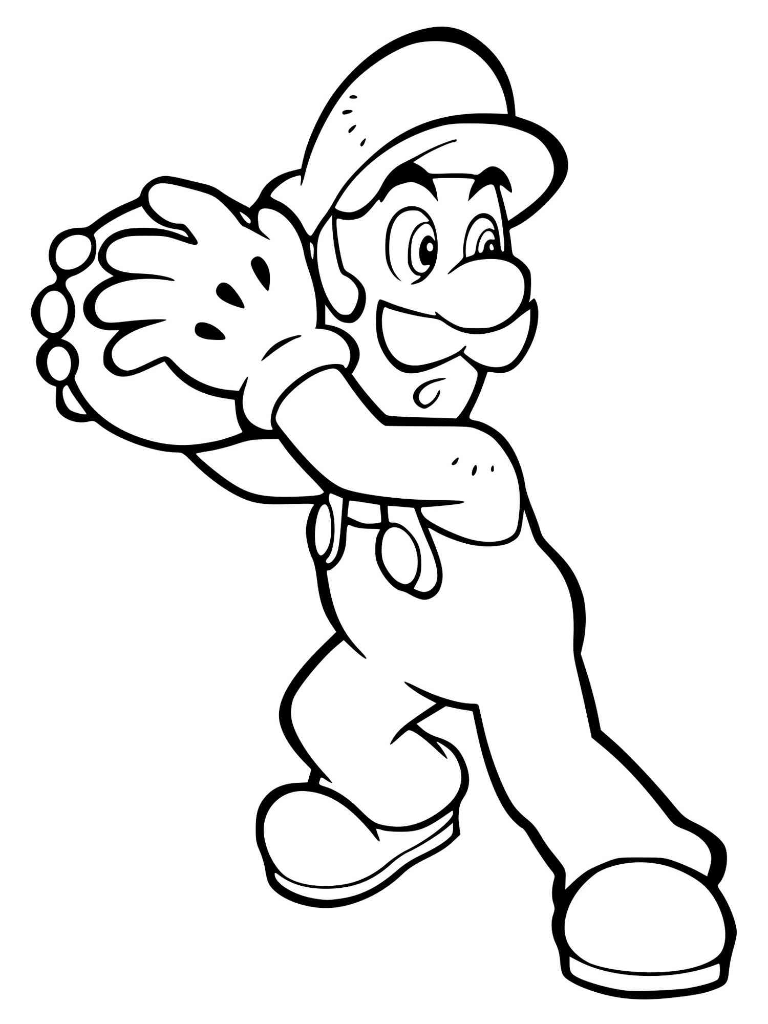 Luigi with bowling ball coloring page