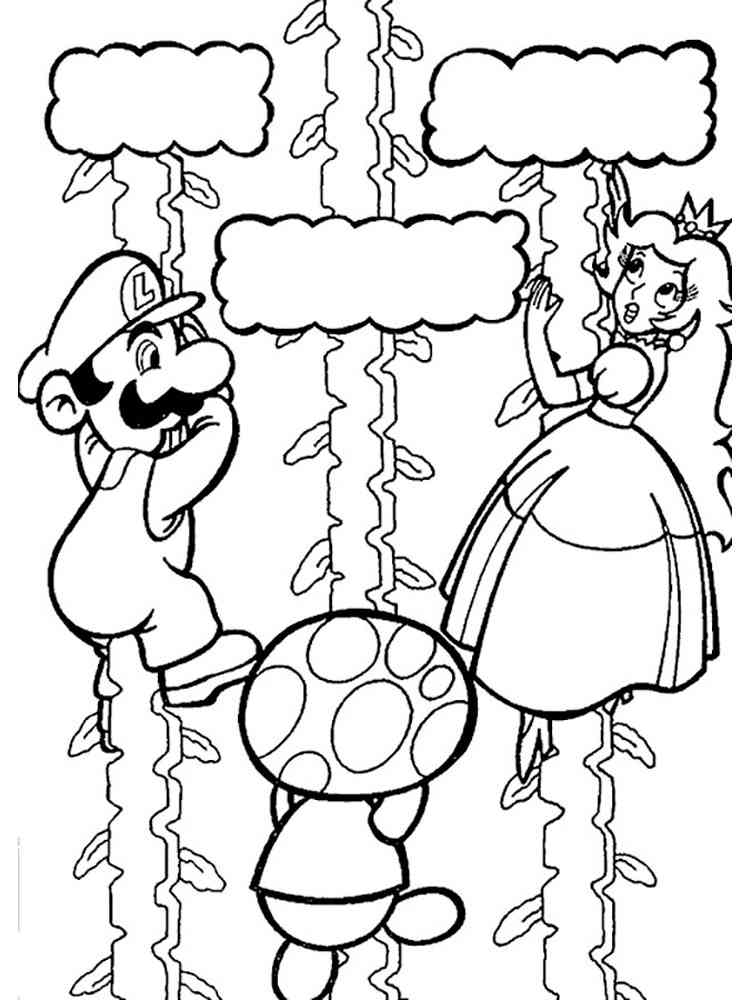 Mario, Princess Peach and Toad coloring page