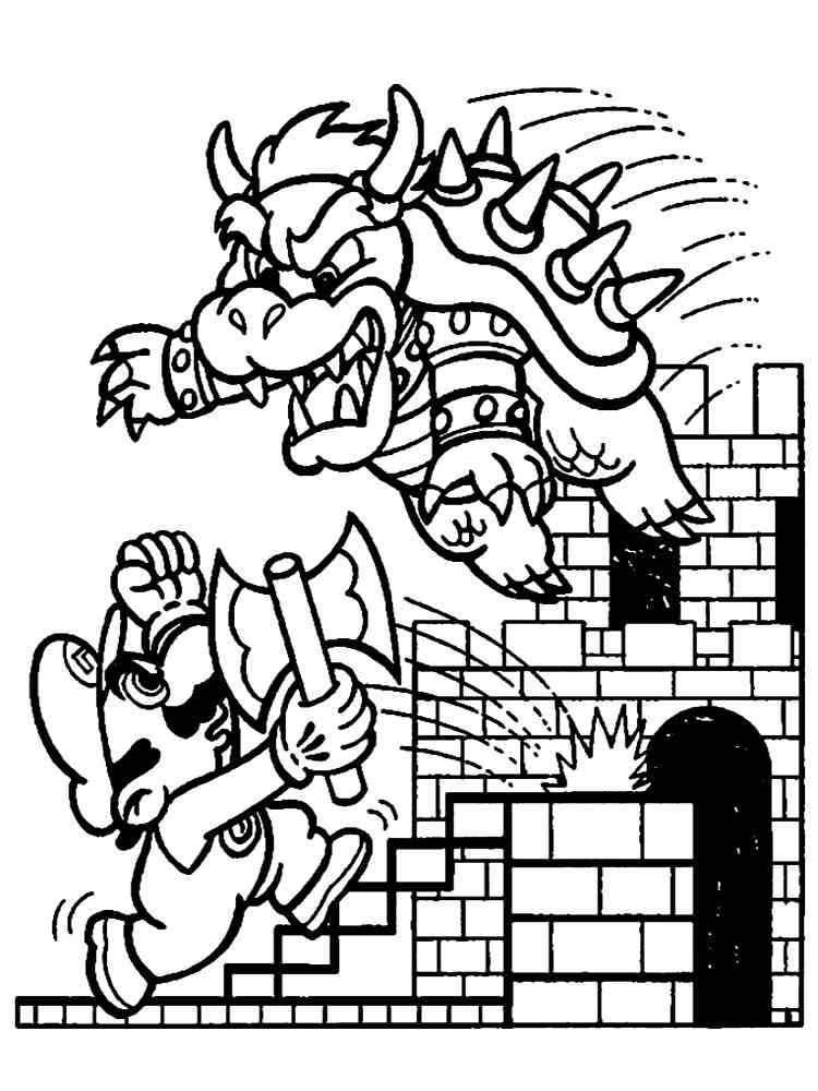 Mario vs. Bowser coloring page
