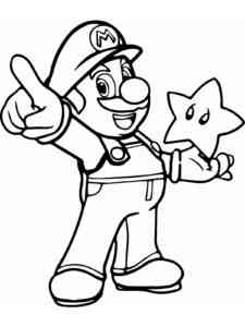 Mario Holds the Star coloring page