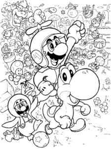 Mario riding Yoshi coloring page