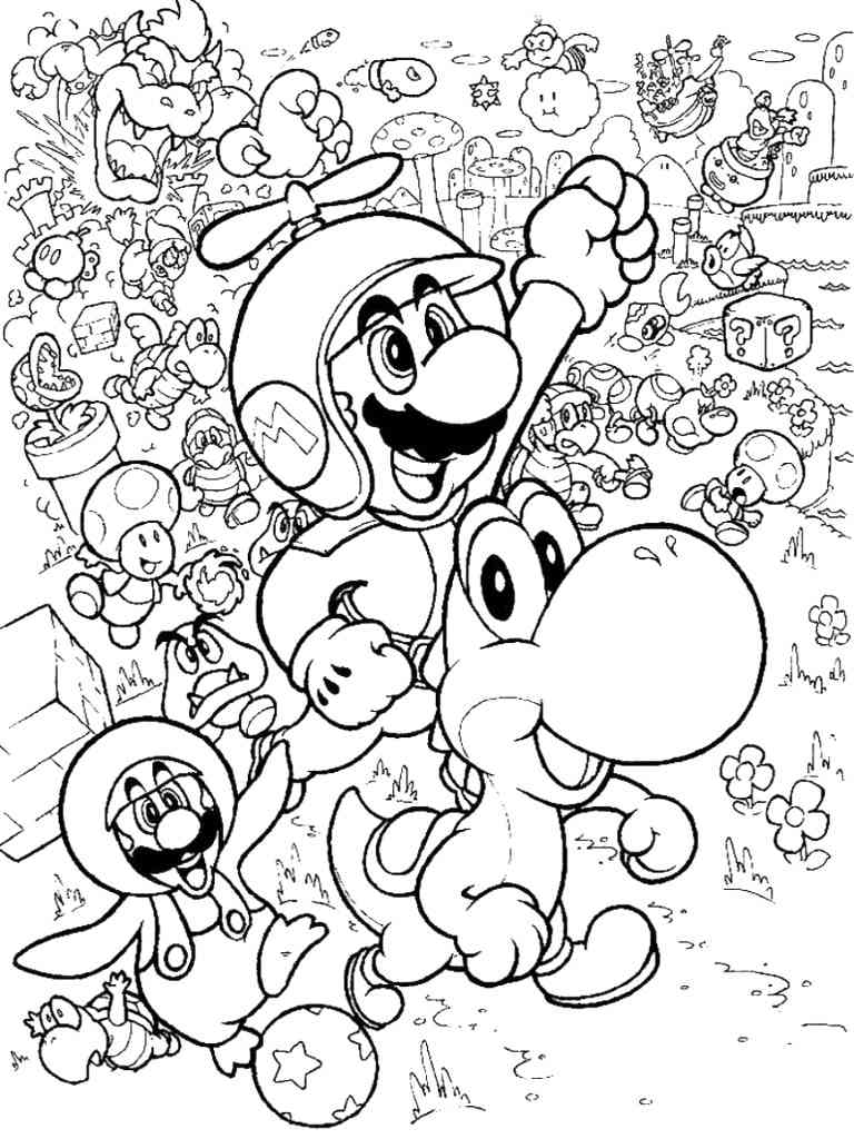 Mario riding Yoshi coloring page