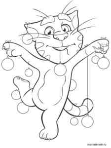 Talking Tom with Christmas Balls coloring page