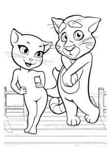 Talking Tom and Angela coloring page