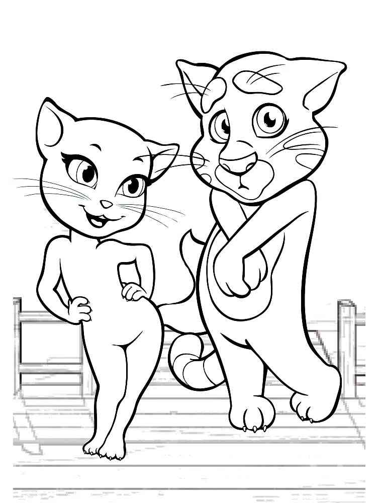 Talking Tom and Angela coloring page