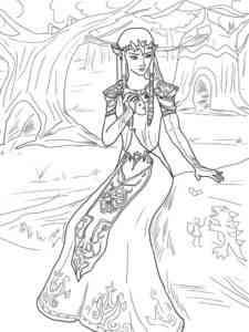 Zelda in the forest coloring page