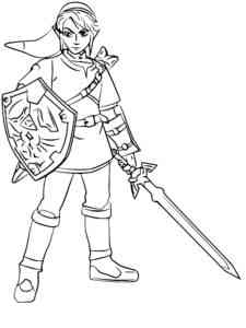 Link with Sword from The Legend Of Zelda coloring page