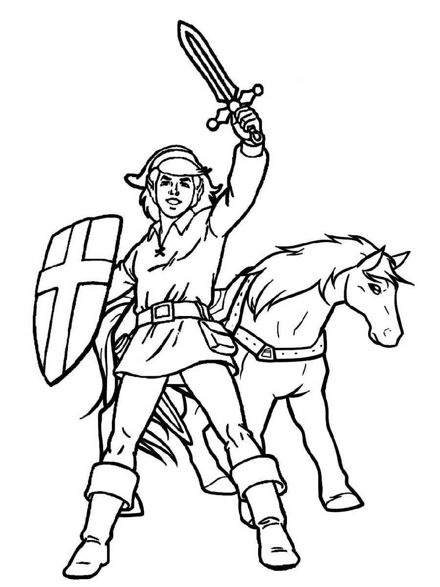 Link and Horse from The Legend Of Zelda coloring page