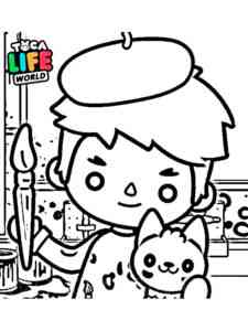 Painter from Toca Life: World coloring page