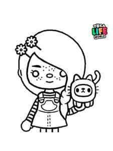 Girl with a kitten Toca Life: World coloring page