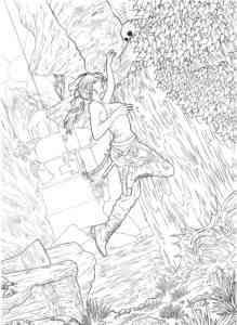Jumping Lara Croft coloring page