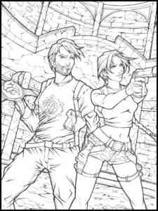 Alex Weiss and Lara Croft from Tomb Raider coloring page