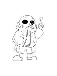 Sans with heart Undertale coloring page