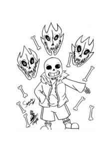 Gaster Blasters and Sans Undertale coloring page
