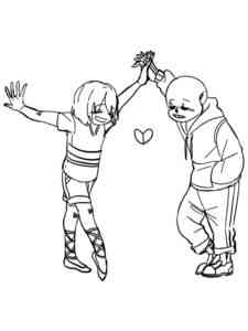 Frisk and Sans Undertale coloring page