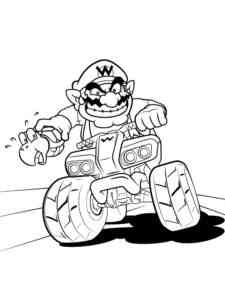 Wario from Mario Kart coloring page
