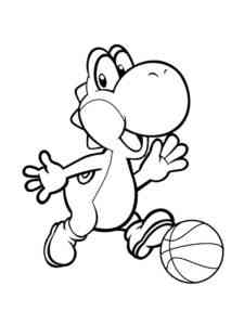 Yoshi with the ball coloring page
