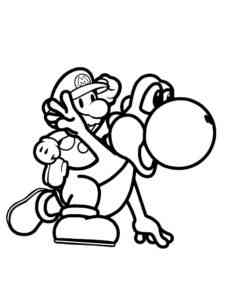 Yoshi with Mario coloring page