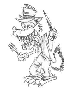 Hungry Big Bad Wolf coloring page
