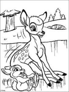 Bambi sitting with Thumper coloring page