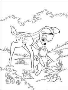 Cute Bambi and Thumper coloring page
