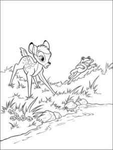 Bambi and Frog coloring page