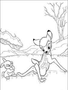 Thumper with Bambi on Ice coloring page