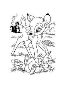 Bambi plays with Thumper coloring page