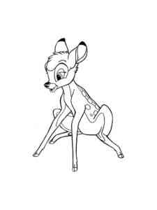 Bambi is sitting coloring page