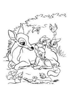 Bambi with mother coloring page