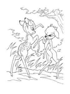 Bambi and Ronno had a fight coloring page
