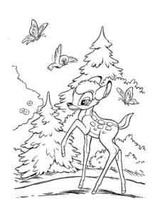 Bambi plays in the Forest coloring page