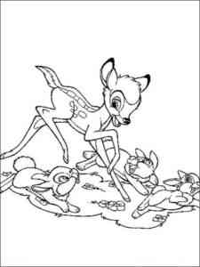 Bambi Runs with Bunnies coloring page