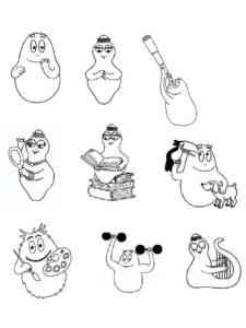 All Barbapapa Characters coloring page