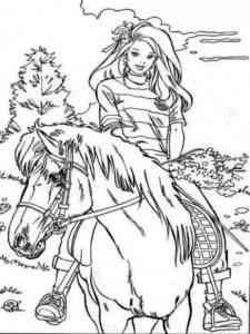 Barbie on horseback coloring page