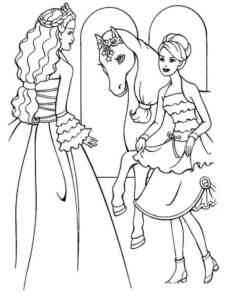 Barbie in the stable coloring page