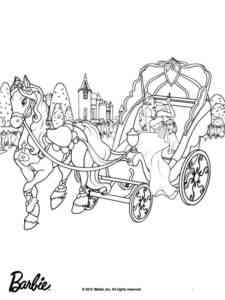 Barbie in a carriage coloring page