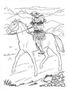Barbie on a horse coloring page
