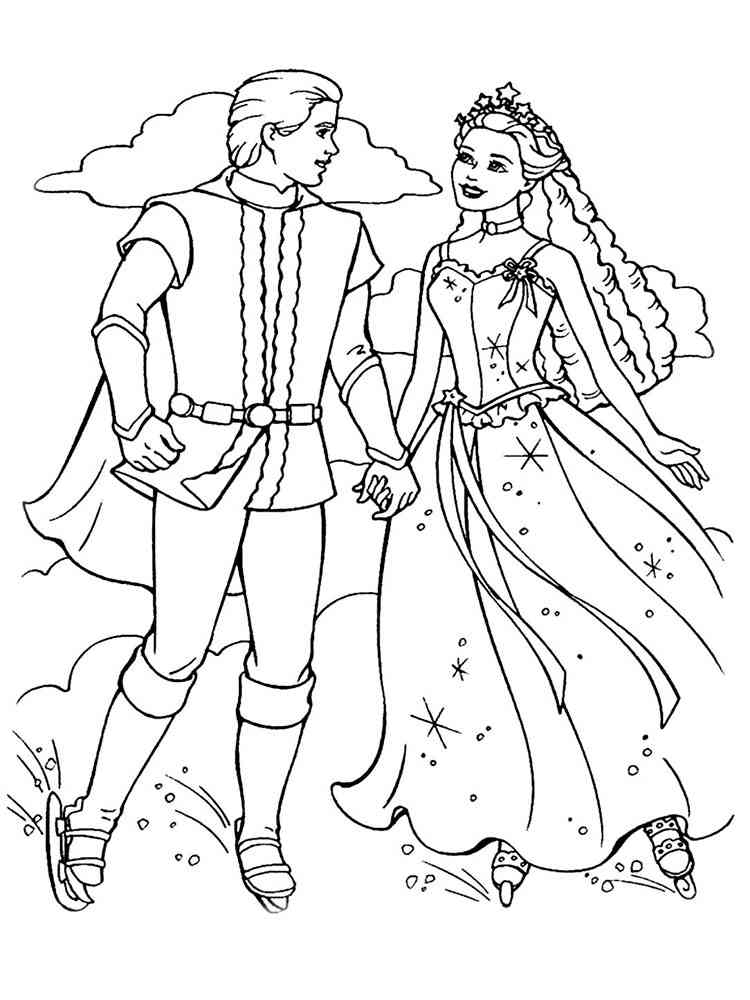 Barbie and Ken Skating coloring page