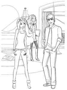 Barbie and Ken visiting friends coloring page