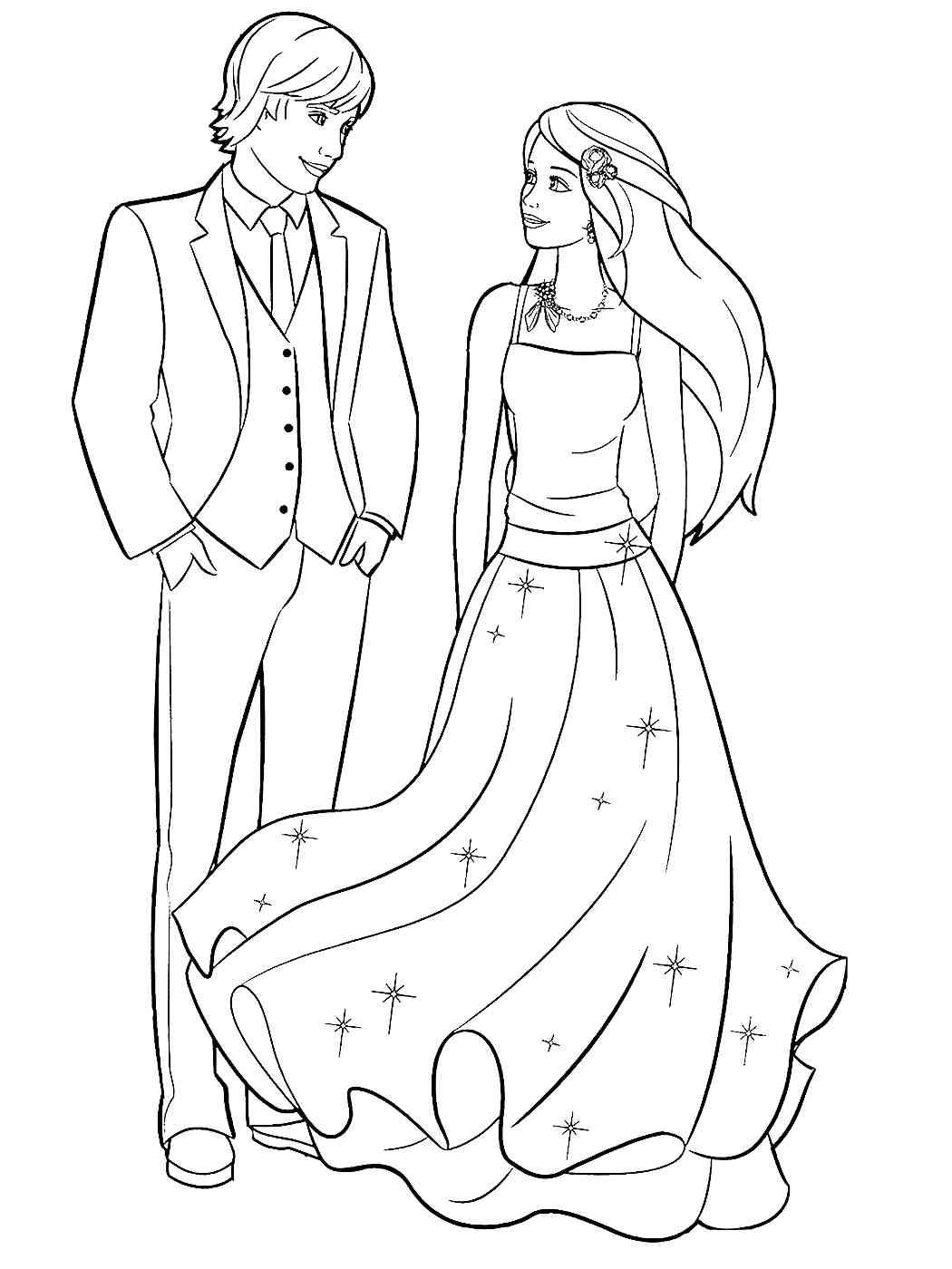 Beautiful Barbie and Ken coloring page