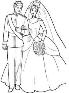 Newlyweds Barbie and Ken coloring page