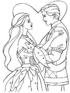 Cute Barbie and Ken coloring page