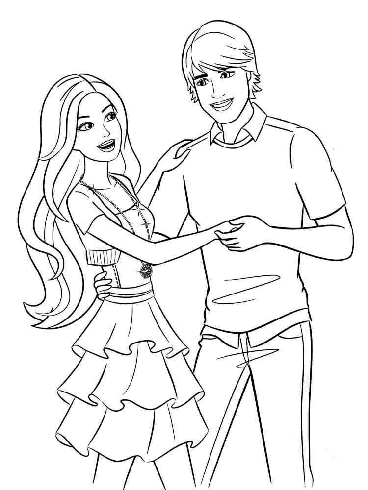 Dancing Barbie and Ken coloring page