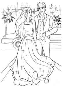 Lovely Barbie and Ken coloring page